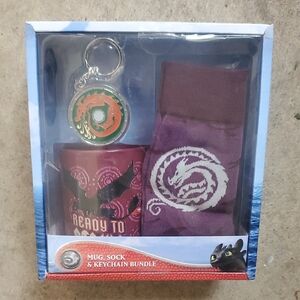 Dreamworks Dragons Coffee Mug Socks & Keychain Bundle How To Train Your Dragon